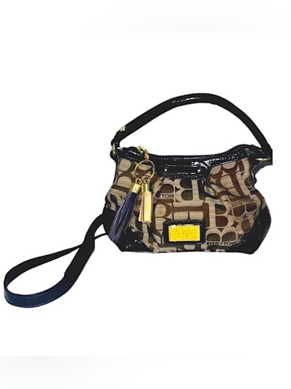 United Colors Of Benetton mini small bag crossbody tan brown gold hardware VTG